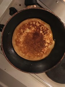 Baking pancakes for dinner