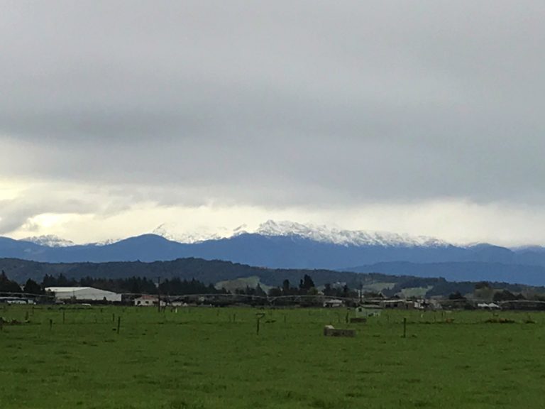 First snowy mountains