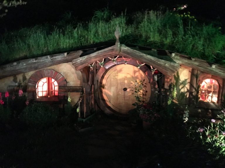 A Hobbit house at night 2