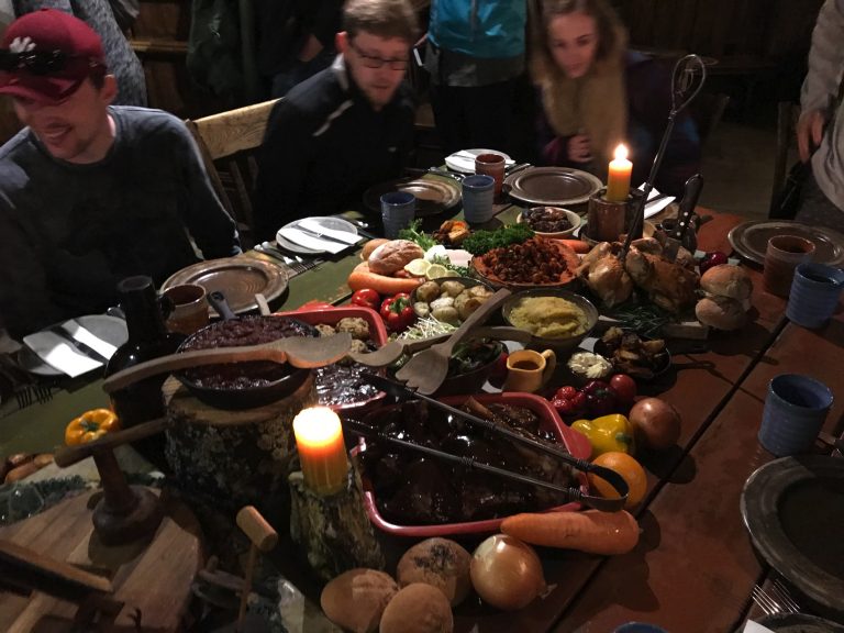 Tables overflowing with food at the Green Dragon 2